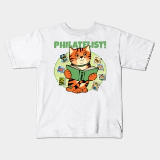 Stamp Collector Philatelist Cat Kids T-Shirt